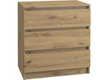 Cassettiera "Mirabell"" Per Camera Da Letto, Con 3 Cassetti In Rovere Artisan, 70 X 40 X 75 Cm"