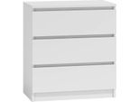 Cassettiera "Mirabell"" Per Camera Da Letto, Con 3 Cassetti In Bianco, 70 X 40 X 75 Cm"