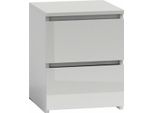 Comodino "Milwa Ii"" Per La Camera Da Letto Con 2 Cassetti In Bianco Lucido, 30 X 30 X 40 Cm"