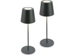 2X Lampada Da Tavolo A Batteria Briloner Led Altezza Regolabile Antracite 36 Cm