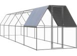 The Living Store Gabbia Per Polli Da Esterno 2X10X2 M Acciaio Zincato