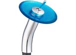 Domotechnika | Miscelatore Per Lavabo - Valbona - Cromo - Vetro Blu - Elegante Design A Cascata