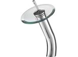 Domotechnika | Rubinetto Per Lavabo - Modello A Cascata - Cromo - Vetro Trasparente - Finitura Di Alta Qualità