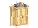 Outsunny Casetta Da Giardino In Legno, Casetta Per Attrezzi Resistente Alle Intemperie 74X43X88Cm, Casetta Per Attrezzi Con Tetto Incernierato Ripiani, Piano Di Lavoro, Per Giardino, Terrazza, Legno