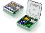 Acwoo Piccolo Portapillole, 7 Giorni Mattina Sera, 4 Scomparti, Giorni, Medicina Bpa Free Viaggio Uso Quotidiano (Verde)