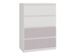 Cassettiera Per Bambini E Ragazzi "Pealaso"" Con Quattro Cassetti In Bianco - Rosa, 70 X 40 X 97 Cm."