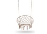 Sedia Sospesa Boho - Sedia Sospesa Da Giardino Con Cuscino, Beige