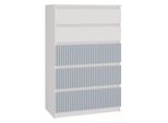 Cassettiera Per Bambini E Ragazzi "Pealaso Ii"" Per La Cameretta Con Cinque Cassetti Nella Combinazione Di Colori Bianco - Blu, 70 X 40 X 109,5 Cm."