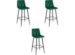 Sgabello Da Bar Nado Hocker - Velluto Verde Scuro / Gambe Nere 3 Pezzi