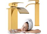 Silla | Rubinetto Da Bagno - Oro - Miscelatore Per Lavello - Altezza 30 Cm - Miscelatore Monocomando