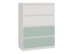 Cassettiera Per Bambini E Ragazzi "Pealaso"" Con Quattro Cassetti In Bianco - Menta, 70 X 40 X 97 Cm."