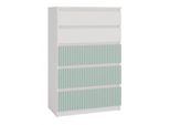 Cassettiera Per Bambini E Ragazzi "Pealaso Ii"" Per La Cameretta Con Cinque Cassetti Nella Combinazione Di Colori Bianco - Menta, 70 X 40 X 109,5 Cm."
