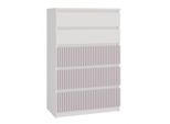 Cassettiera Per Bambini E Ragazzi "Pealaso Ii"" Per La Cameretta Con Cinque Cassetti Nella Combinazione Di Colori Bianco - Rosa, 70 X 40 X 109,5 Cm."