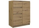 "Vence"" Cassettiera A Due Ante Con Due Cassetti Per Camera Da Letto E Soggiorno Nel Colore Rovere Artisan - 70 X 40 X 97 Cm."