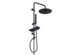 Joho Sistema Doccia A Pioggia Con Mensola, Set Doccia In Acciaio Inox Senza Rubinetto Con Soffione Xl Rotondo D25Cm Nero