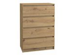 Cassettiera "Monna"" Per Camera Da Letto O Soggiorno Con Quattro Cassetti Nel Colore Rovere Artisan, 70 X 40 X 97 Cm"