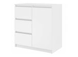 Cassettiera "Sivly Ii"" Con Un'anta E Tre Cassetti Per Camera Da Letto O Soggiorno Nel Colore Bianco, 80 X 40 X 75 Cm"