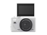 Fotocamera Zelurxx 5K, Fotocamera Digitale Da 64 Gb Con Schermo Rotante, Zoom 18X, 6400 W, Wlan, Qualità Hd, Bianco