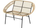 Fortuna Lai Panchina Da Giardino A 2 Posti In Polyrattan, Resistente Alle Intemperie Panchina In Design Intrecciato In Rattan, Resistente Ai Raggi Uv Mobili Da Giardino Con Schienale, Panchina Da Parco Con Portata Massima 260 Kg, Per Balcone, Terrazza, Giardino 126X72X83 Cm, Color Cachi