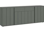 Credenza Veddel Cassettiera 203X40X82Cm Grigio-Verde Antracite 4 Ante