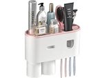 Portaspazzolino A Parete Organizzatore Bagno Salvaspazio Distributore Automatico Multifunzionale Di Dentifricio Cassetto A 2 Tazze