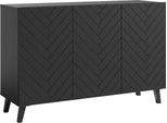 Cassettiera Phuket 120X39X76Cm Colore A 3 Ante Selezionabile, Motivo A Spina Di Pesce Nero Grafite