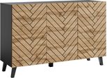 Cassettiera Phuket 120X39X76Cm Colore A 3 Ante Selezionabile, Nero Grafite / Rovere Wotan A Spina Di Pesce