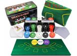 Set Da Poker O Da Dadi In Astuccio, 200 Fiches, 2 Mazzi Di Carte