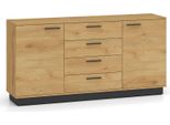 Cassettiera Modesto Larghezza Selezionabile Stile Rovere Nero Chiaro,170Cm