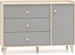 Cassettiera Mevel 120X40X85Cm Colore Selezionabile A 1 Anta, Sabbia Del Deserto / Grigio Palladio