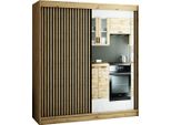 Armadio Ad Ante Scorrevoli Lamelo Armadio 200X62X200Cm Rovere Artisan Nero Con Specchio