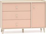 Cassettiera Mevel 120X40X85Cm Colore Selezionabile A 1 Anta, Sabbia Del Deserto / Rosa Millenario