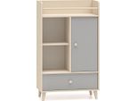 Cassettiera Shelf Mevel 80X40X131Cm Colore Selezionabile A 1 Anta, Sabbia Del Deserto / Grigio Palladio