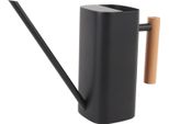 Annaffiatoio In Acciaio Inox Con Beccuccio Lungo E Manico In Legno Per Piante Da Interno, Bonsai, Fiori Da Giardino All'aperto, Decorativo, Quadrato, Nero, 800 Ml