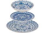 Atmosphera Interior Designer - Tafelservice Manon 12 Teil(E) Blau L26,5Xt2,4Xh26,5Cm
