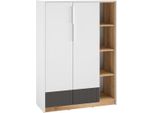 Cassettiera Torino 101X40X140Cm Rovere Bianco Castello Graphite 2 Ante