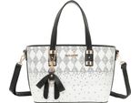 Gallantry, Shopper Da Donna Con Motivo A Rombi E Tipografia Sparsa, Bianco/Nero