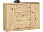 Akord Mobile 2 Ante E 3 Cassetti In Rovere Realizzato A Mano 101X35X76 Cm