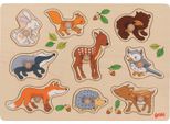 Goki 57387 Puzzle Degli Animali Della Foresta 30 X 21 X 2,4 Cm, Legno, 9 Pezzi, Colorato