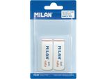 Milano Nata 620 Confezione Da 2 Gomme Smussate - Plastica - Morbide - Non Abrasive - Colore Bianco