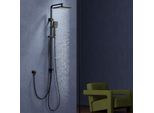 Homelody Sistema Doccia Senza Rubinetto Set Doccia A Pioggia Senza Termostato Con Soffione Doccia Doccetta Deviatore Colonna Doccia Angolare Per Bagno, Nero