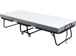 Fortuna Lai Letto Pieghevole Per Ospiti Con Rotelle, Acciaio+Schiuma, Bianco+Nero, 200X75X42,5 Cm