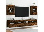 Maison Exclusive - Armadi A Muro Con Luci Led Per Tv 2 Pz. Rovere Affumicato