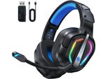 Cuffie Over-Ear, 2.4G Con Microfono Per PS5, PS4, Pc, Switch, Cuffie Da Gioco Pieghevoli, Cancellazione Del Rumore A Bassa Latenza, Con Luce Led, Durata Della Batteria 40H