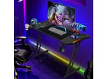 Bettizia 140 X 60Cm Tavolo Da Gioco A Led, Scrivania Da Gioco Con Tappetino Per Il Mouse, Tavolo Per Pc Tavolo Da Gioco Scrivania Per Computer Con Gancio Per Cuffie Nero