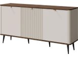 Credenza Marly Cassettiera 160X40X82Cm Colore Selezionabile A 3 Ante, Cashmere / Noce