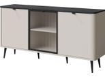 Credenza Marly Cassettiera 160X40X82Cm Colore Selezionabile 3 Ante, Cashmere / Pietra Grigia