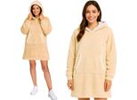 Ruhhy Hoodie Blanket Coperta Oversize Indossabile Con Cappuccio E Tasca A Canguro, Fodera In Sherpa, Calda E Morbida, Taglia Unica Per Donna E Uomo Beige 26146