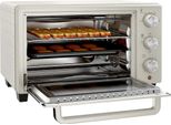 Minibackofen, Backofen kleine 21 L Toasterofen mit 1 Drahtgestell und 1 Backblech, 3 Kochmodi, 100 °C-230 °C, Edelstahl, Glas, Cremeweiß
