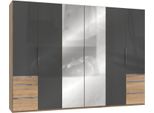Armadio Armadio Camera Da Letto Level 300X58X216Cm Asse Rovere Grigio Vetro Specchio (18244)